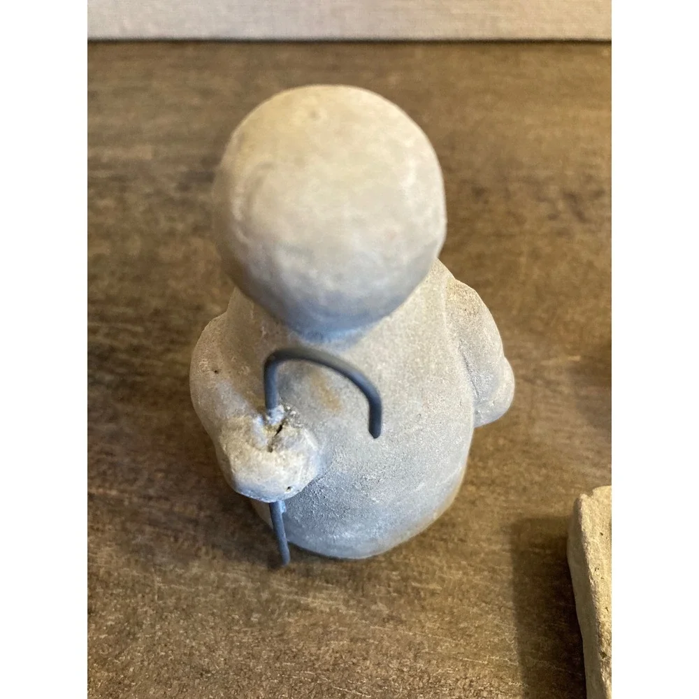 Minimalist Stone Nativity Set 3 Piece Primitive Grey Holy Family Figurines